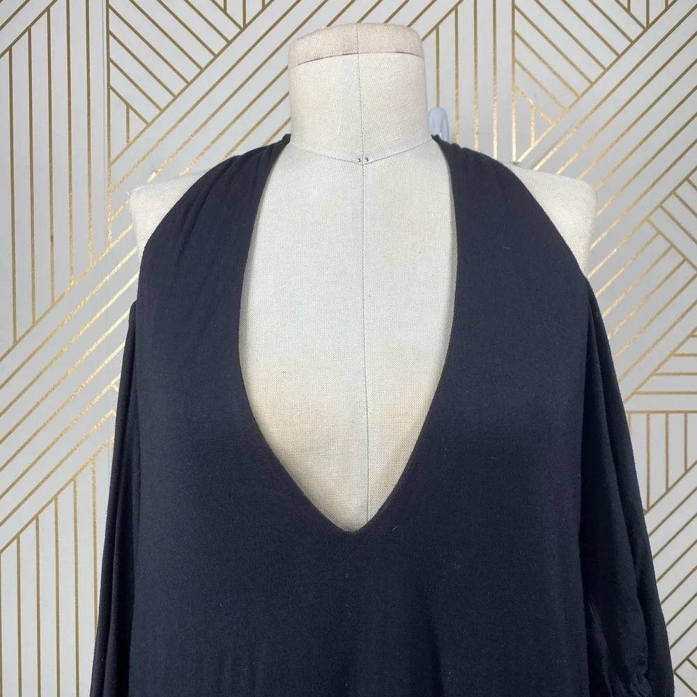 Haute Hippie Cold-Shoulder Jersey Mini Dress Black‎ - Picture 3 of 12
